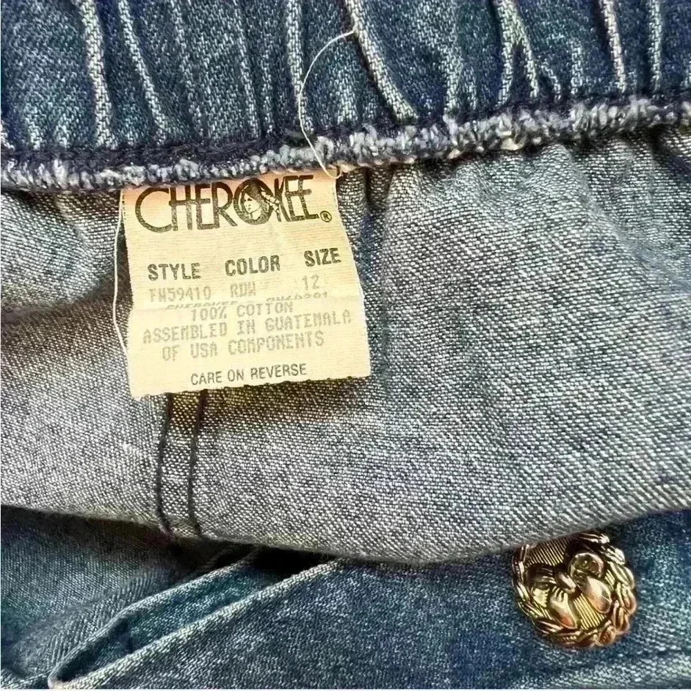 Vintage Cherokee Denim Button Up Skirt 100% cotton Blue Jeans - Picture 5 of 5